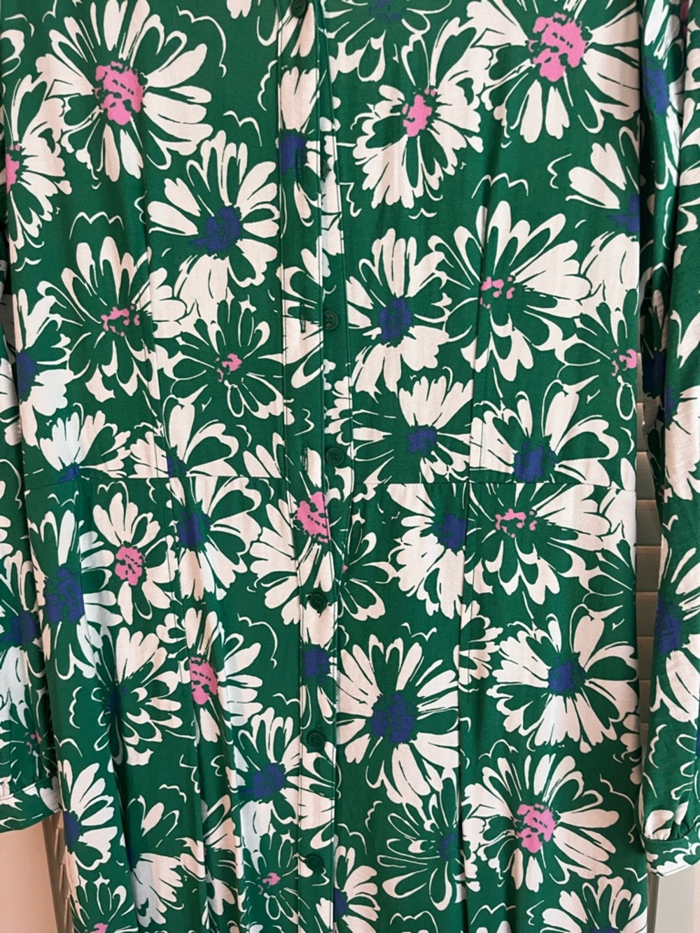 LOFT Floral Balloon Sleeve Button Down Midi Pocket Dress - Picture 5 of 7